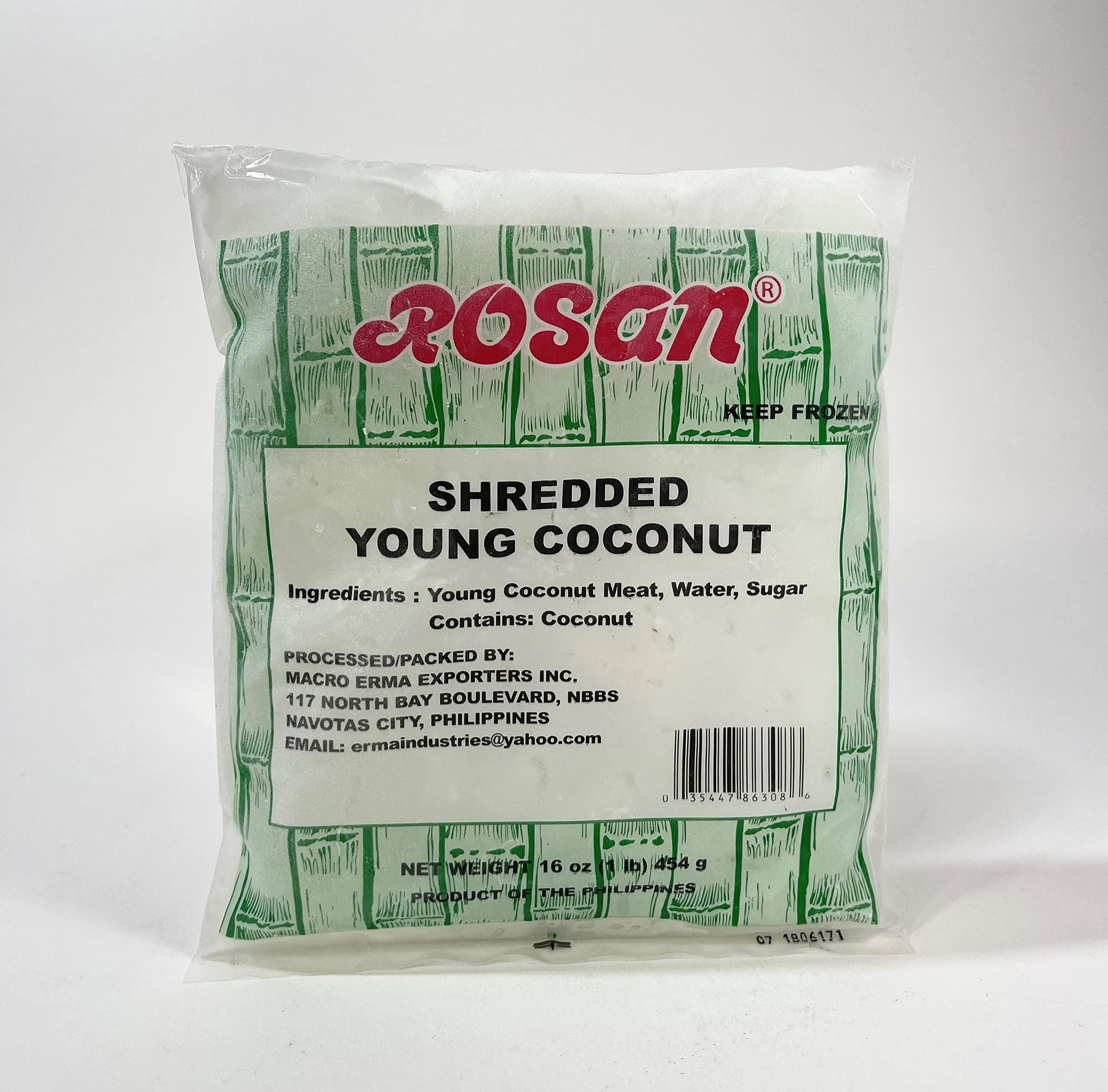 Rosan Rosan Shredded Young Coconut (Buko) 16 Oz per Pack (4-PACK)