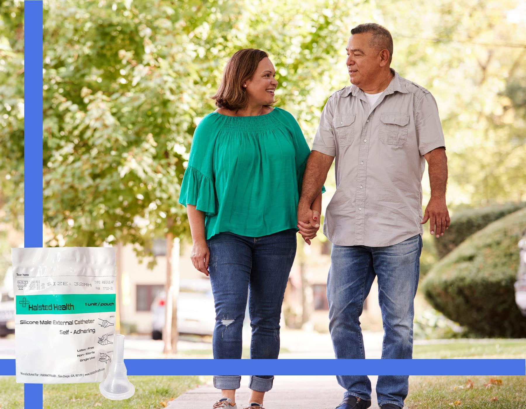 Halsted Health Silicone Male External Catheter, Self-Adhesive, Kink Resistant, Catheter, Urinary Incontinence (32mm)