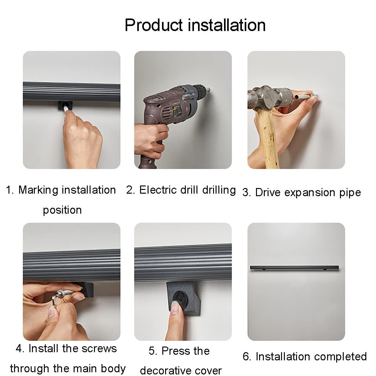 HSPLXYT HSPLXYT Stair Hand Rail,Outdoor & Indoor Stairs, Corridor Stair Corridor handrail, Elderly Disabled Barrier Free Bathroom, Toilet, Anti-Skid Toilet, Aluminum Alloy handrail (Size : 100cm)