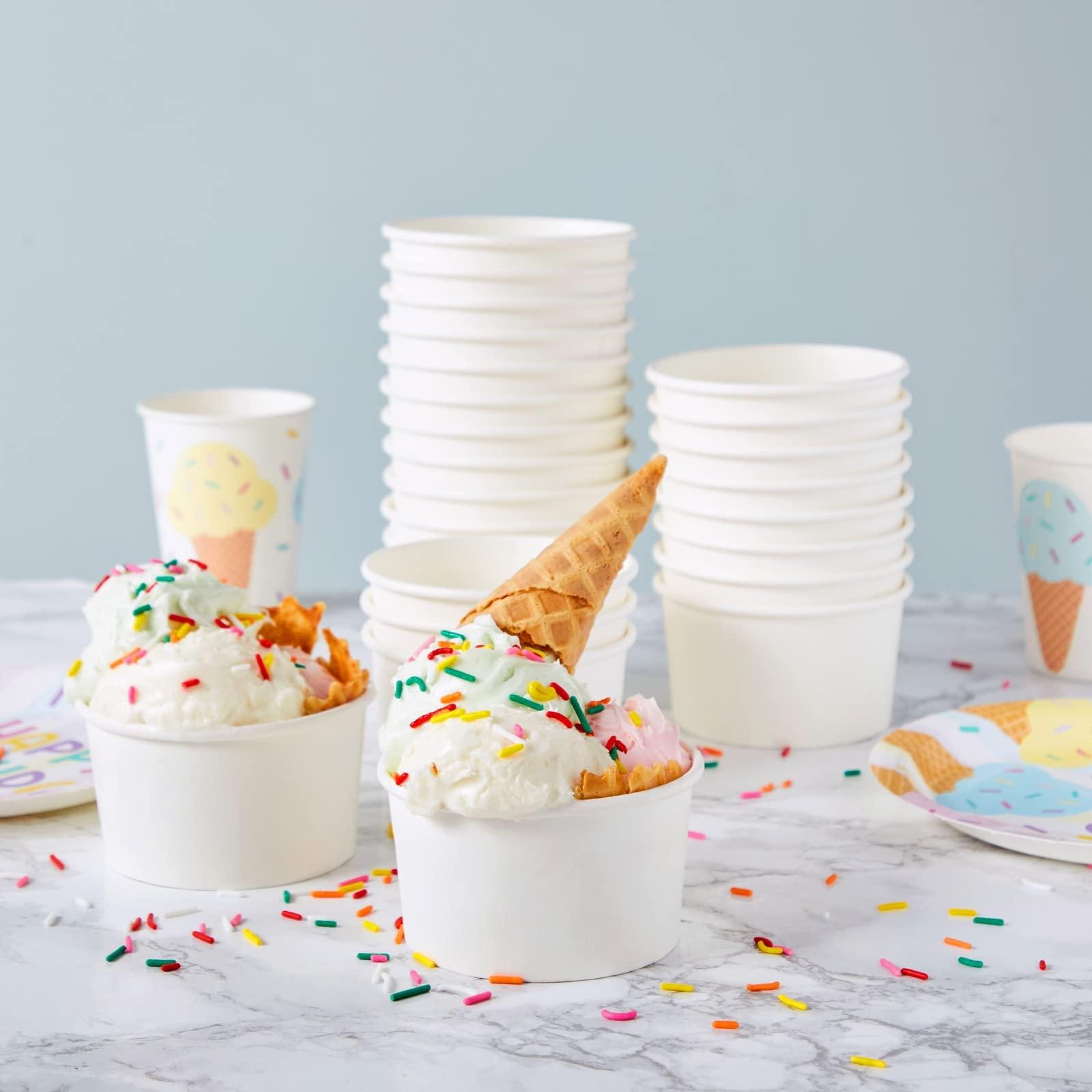 Stockroom Plus Stockroom Plus 200-Pack Paper Ice Cream Cups - Bulk 8 oz - Disposable Ice Cream Bowls Bulk or Parties - White Ice Cream Cups Disposable
