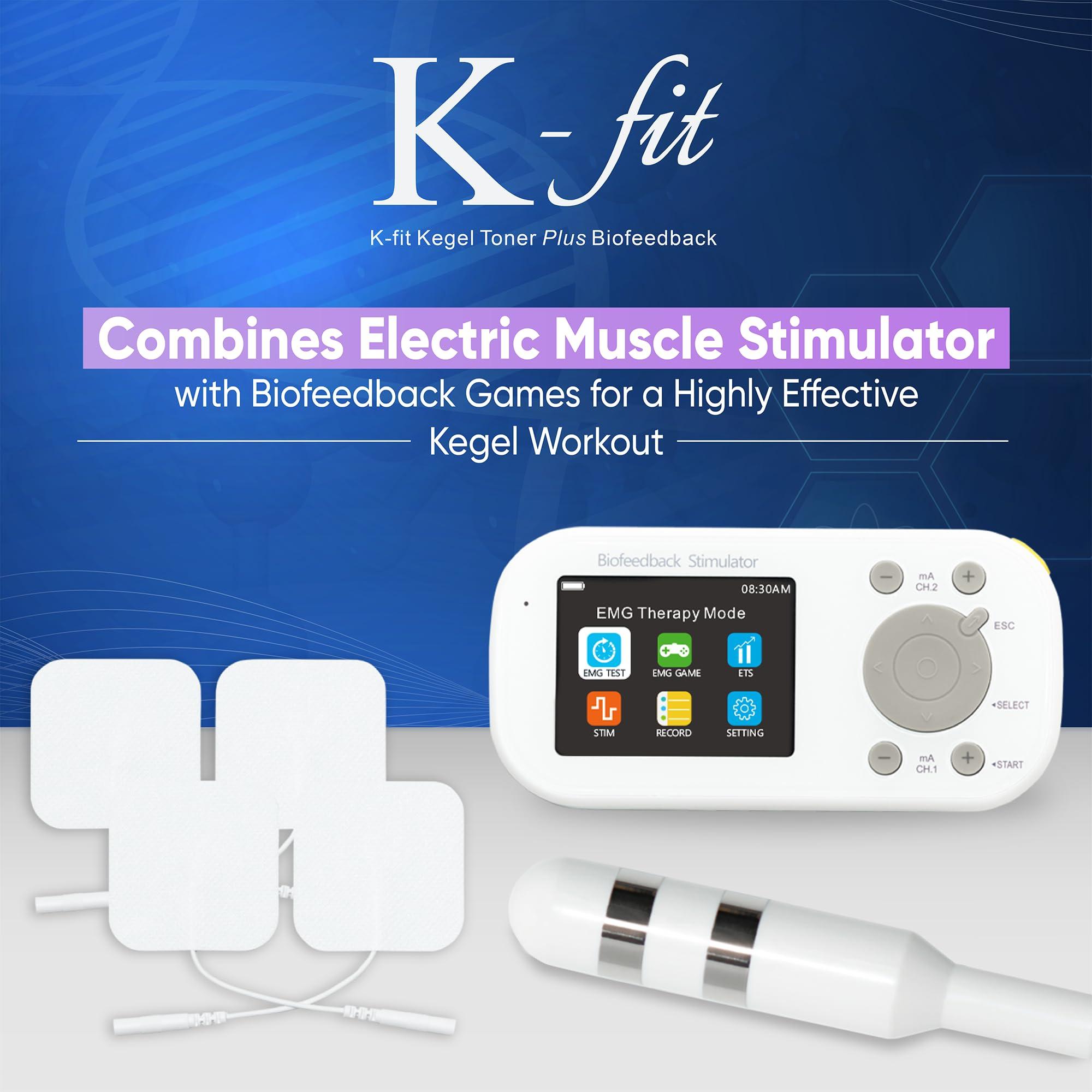 K-fit K-fit Kegel Toner Plus Biofeedback - Pelvic Floor Exercise Device for Toning and Strengthening, Incontinence - 22 Preset Stim Programs, 6 Biofeedback Games, Full Color LCD Screen, Rechargeable