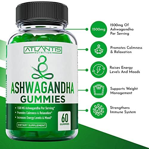 Atlantis Nutrition Ashwagandha & Magnesium Gummies for Improved Sleep & Strengthened Body Functions. Ashwagandha Boosts Mood & Energy - Magnesium Helps Recover Muscles & Relieves Cramps - Vegan