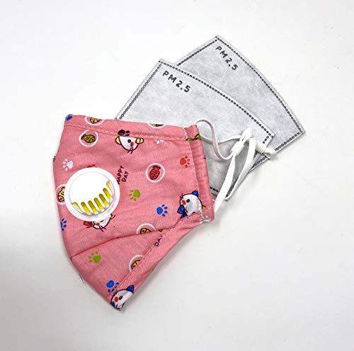 BengC BengC Reusable Kid Face Mask (Pink Happy Cat) with Breathing Valve + 2 Filters