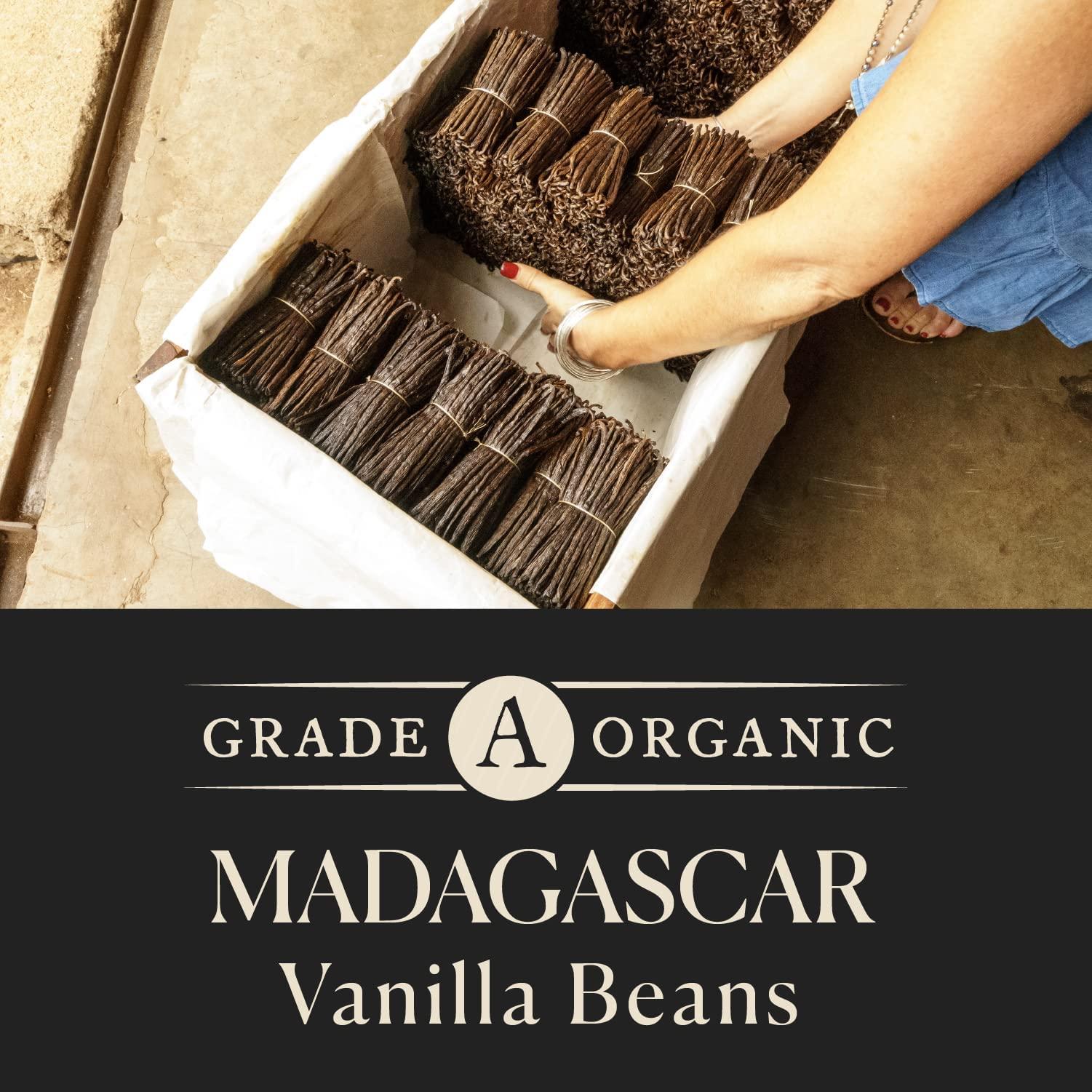 COOK'S 10 Organic Madagascar Whole Vanilla Beans, Grade A Vanilla Pods, Premium Vanilla Beans for Making Extract & Baking - Cooks