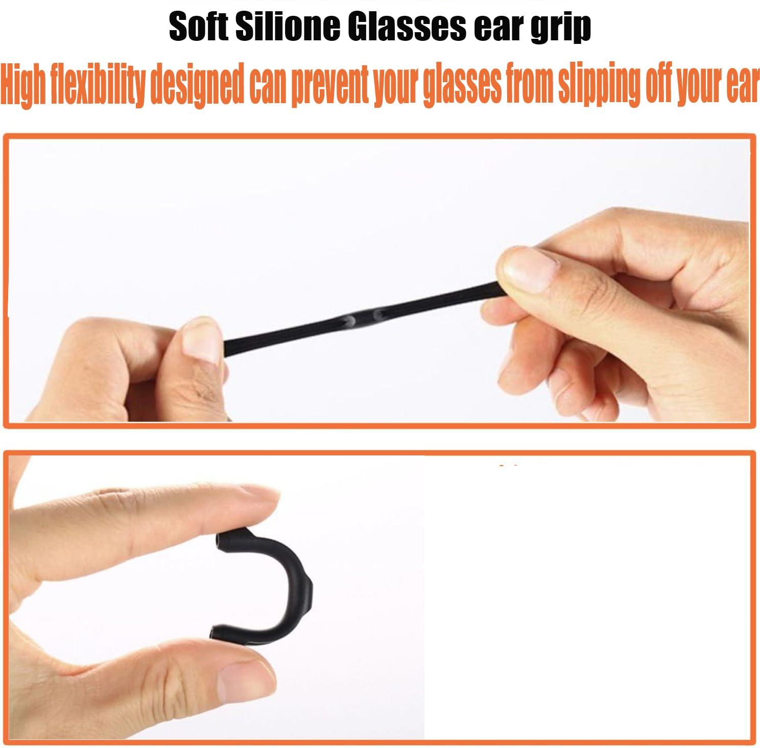 MOLDERP MOLDERP Eyeglass Ear Cushions - Soft Silicone Glasses Ear Grip Temple Tips Eyeglass Pads Anti Slip Eyeglasses Ear Hook Comfort Sport 7 Pairs (L-black, all)