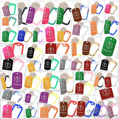 Goods For Giving Pacemaker Medical Alert ID Necklace with Blue Tag, Red Silencer, and 30\'\' USA Chain - 154 Color Choices