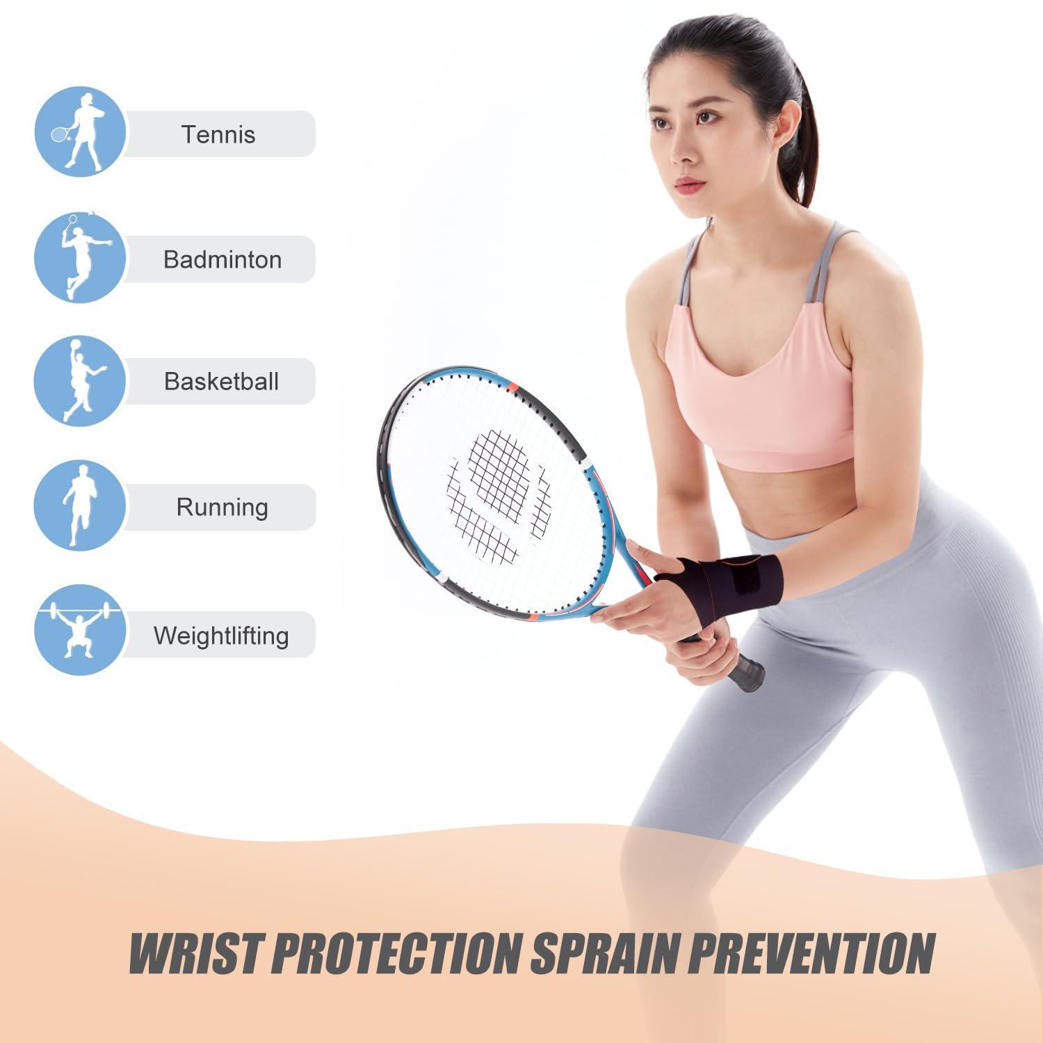 YUNYILAN Ultra-Thin Wrist Brace Support for Carpal Tunnel, Pain Relief, Arthritis, Tendonitis, Elastic Wrist Wraps Right and Left Hands - Compression and Support for Fitness Enthusiasts (Black orange)