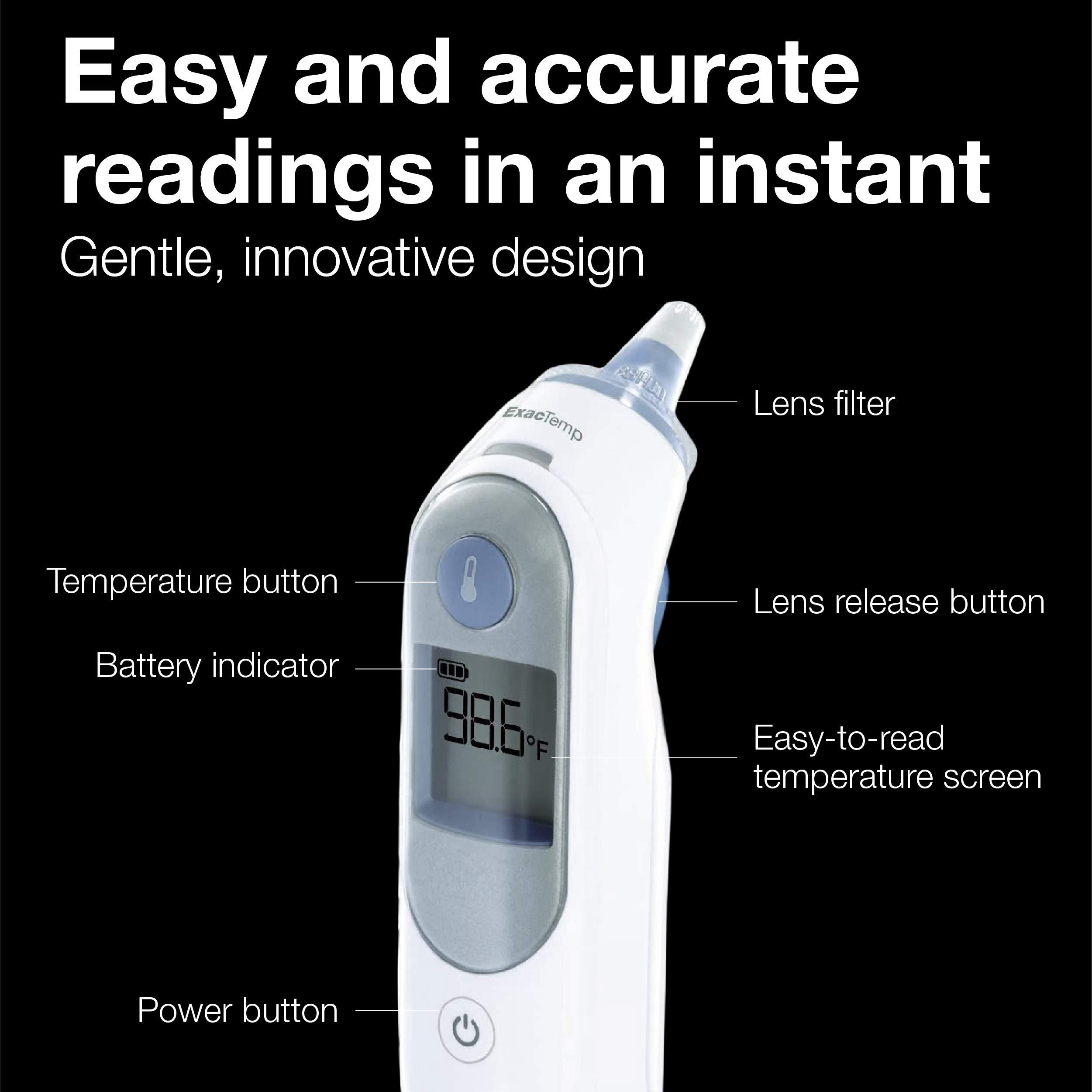 Vicks Braun ThermoScan 5 Ear Thermometer - ExacTemp Stability Indicator for Professional Accuracy, Digital Display, Baby and Infant Friendly, No. 1 Brand Recommended by Pediatricians, FSA and HSA Eligible