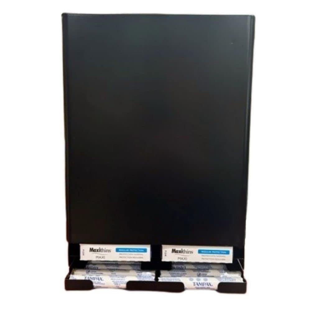 GG Golden Group INTERNATIONAL Tampon & sanitary napkin free vending dispenser for public restroom, steel cabinet with lock, wall mountable, Black