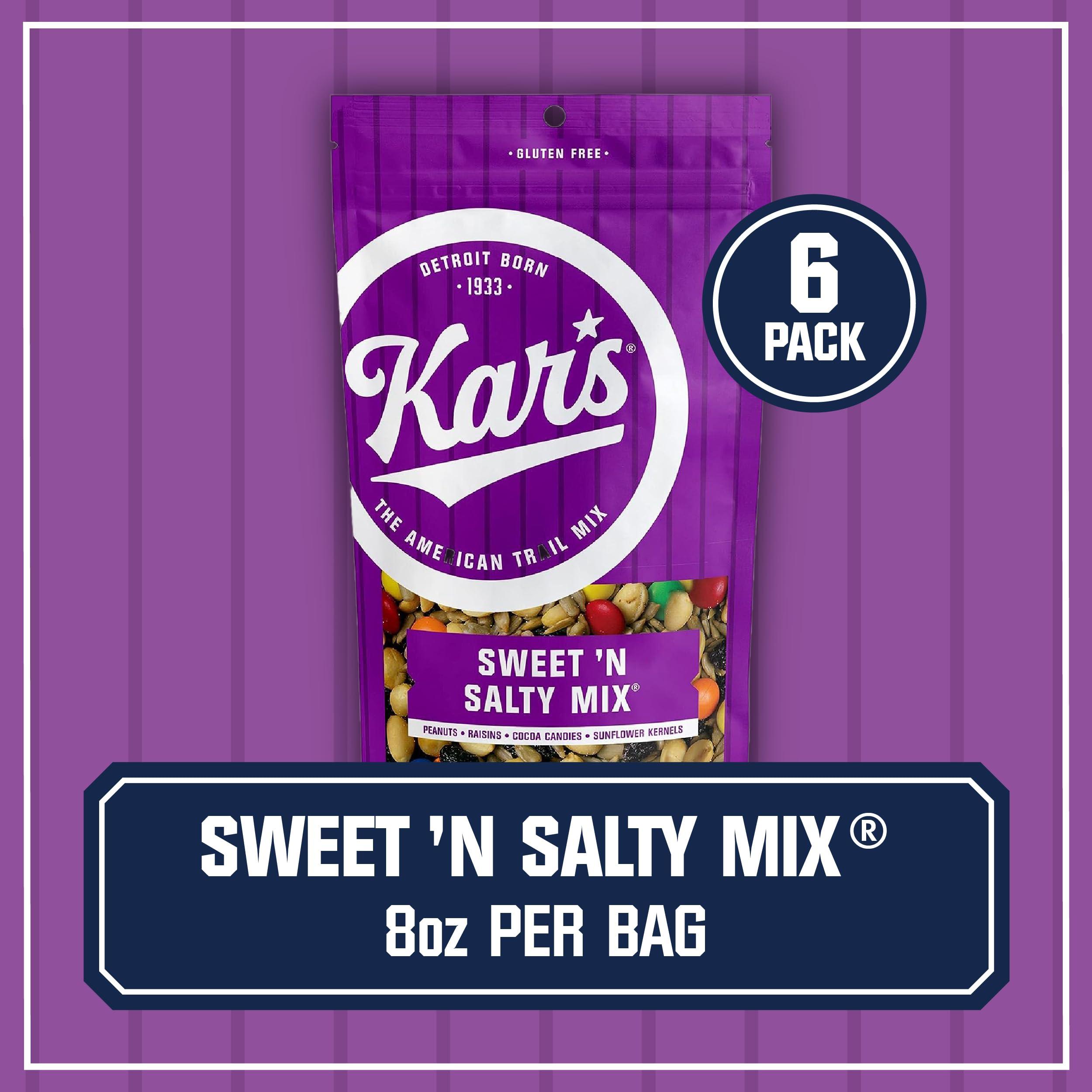 Kar\'s Kars Nuts Sweet N Salty Trail Mix 8 oz Resealable Bag, Pack of 6 - Snacks for Adults and Kids