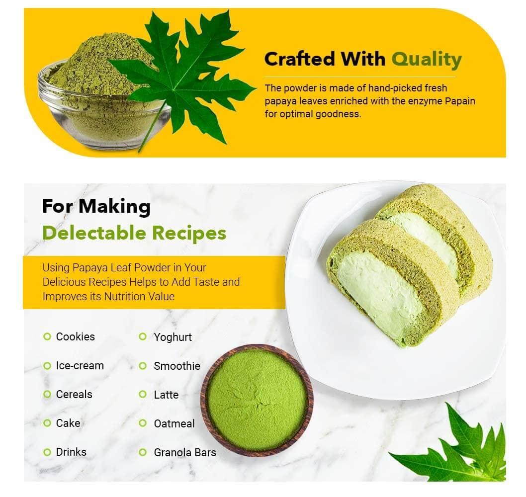 Rainbow Expochem Company Papaya Leaves Powder 454g (1lb / 16 oz) | Carica Papaya | Papaya Leaf Powder Benefits Hair and Skin| Non GMO (1 Pound(16 Oz)) - Green Nectar