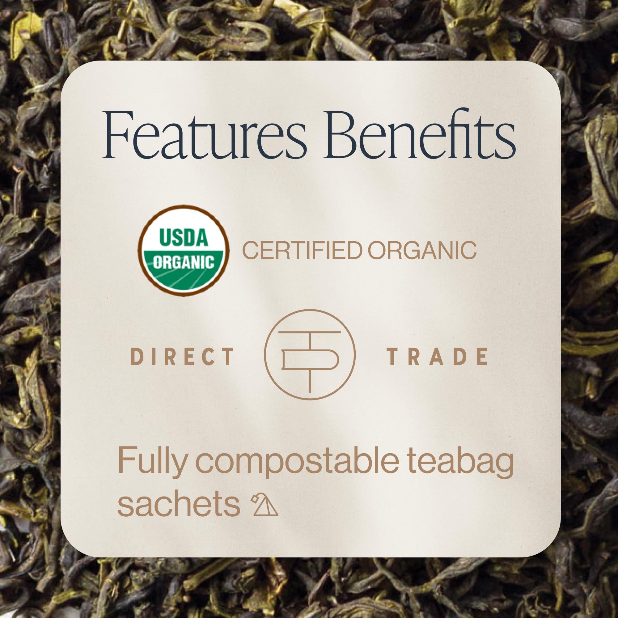 Rishi Tea Rishi Tea Jasmine Green Tea - Organic Sachet Tea Bags, Caffeinated Scented Chinese Green Tea with Floral Aroma . Taste - 15 Count (Pack of 1)