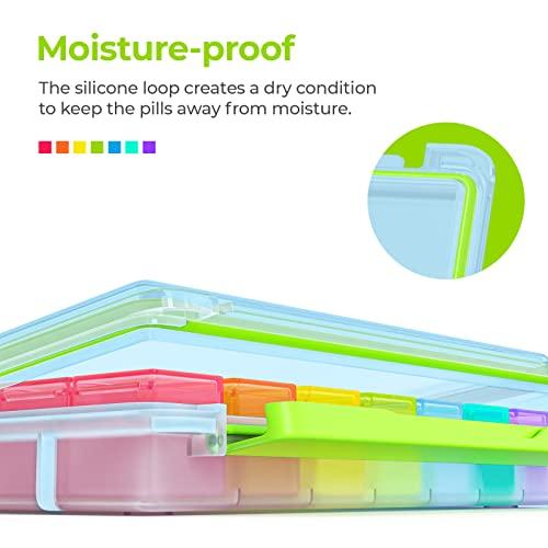 AUVON AUVON iMedassist Moisture-Proof Weekly Pill Organizer 4 Times a Day, Large 7 Day Pill Box Portable for Travel with Removable Individual Pill Containers to Hold Vitamins, Supplements and Medication