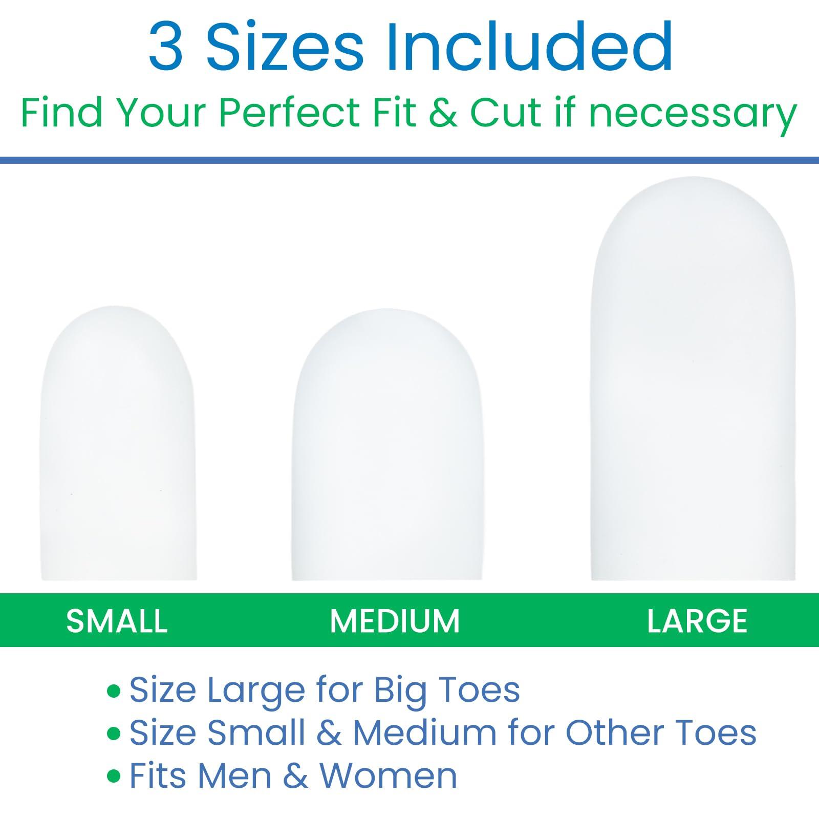 VIVEsole ViveSole Soft Gel Toe Protectors for Men & Women- Toe Caps for Foot Pain Relief - Flexible Cushion Sleeves for for Blisters, Ingrown Toenails, Hammer Toes, Corns, Calluses, Blisters (Variety Pack)