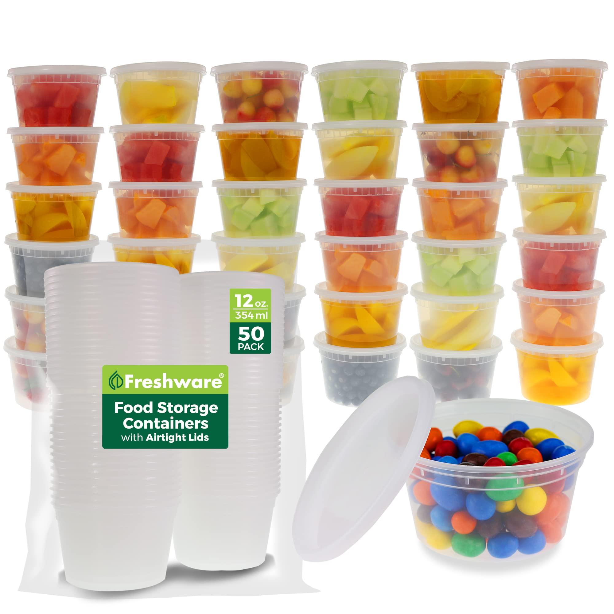 Freshware Freshware 50-Set Food Storage Containers Bundle with 12 oz & 8 oz BPA-Free Deli Containers and Lids | Leakproof | Microwave & Dishwasher Safe