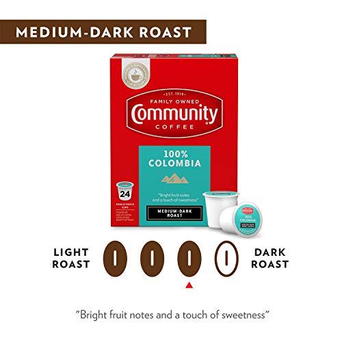 Community Coffee Community Coffee 100% Colombia 72 Count Coffee Pods, Medium-Dark Roast, Compatible with Keurig 2.0 K-Cup Brewers, 12 Count (Pack of 6)