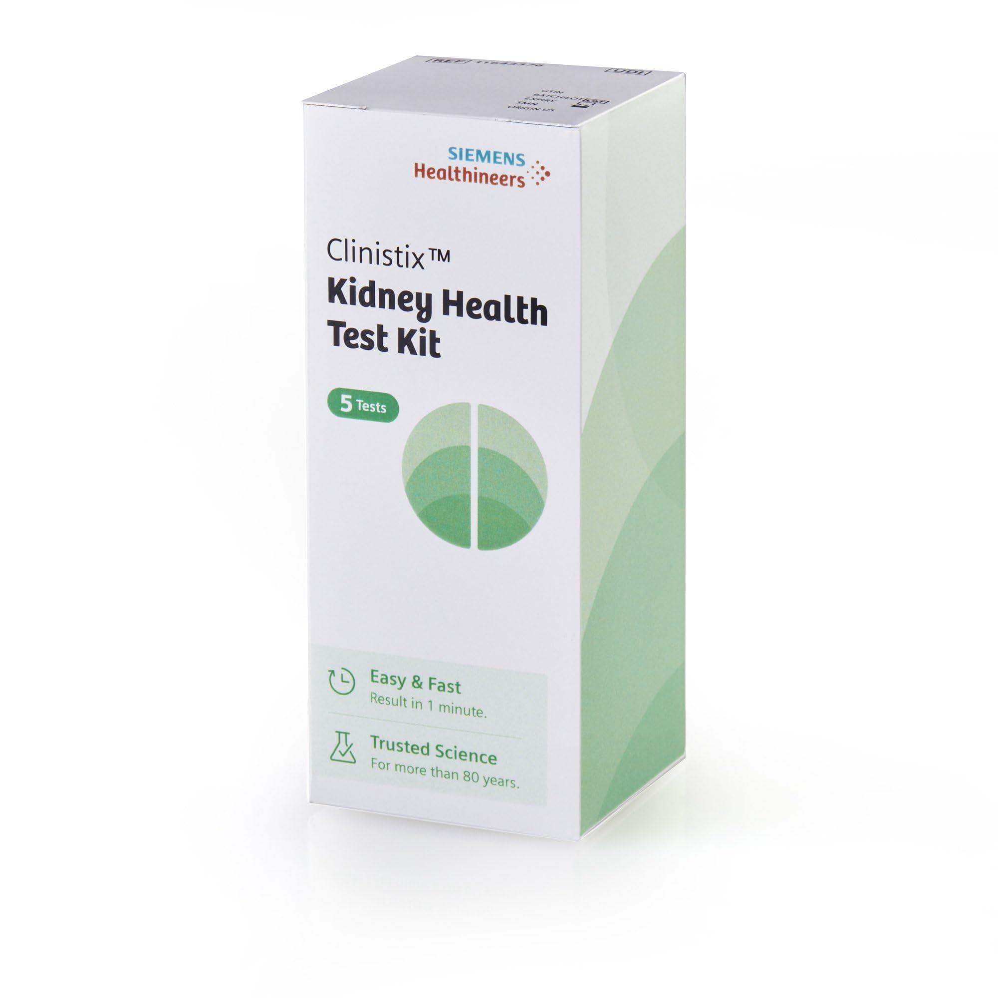 Siemens Healthineers Clinistix Kidney Health Test Kit, Urine Test Strips - Easy-to-Use at-Home Dipstick Testing for Albumin and Creatinine, Fast 1-Minute Results, 5 Tests, 1 Count