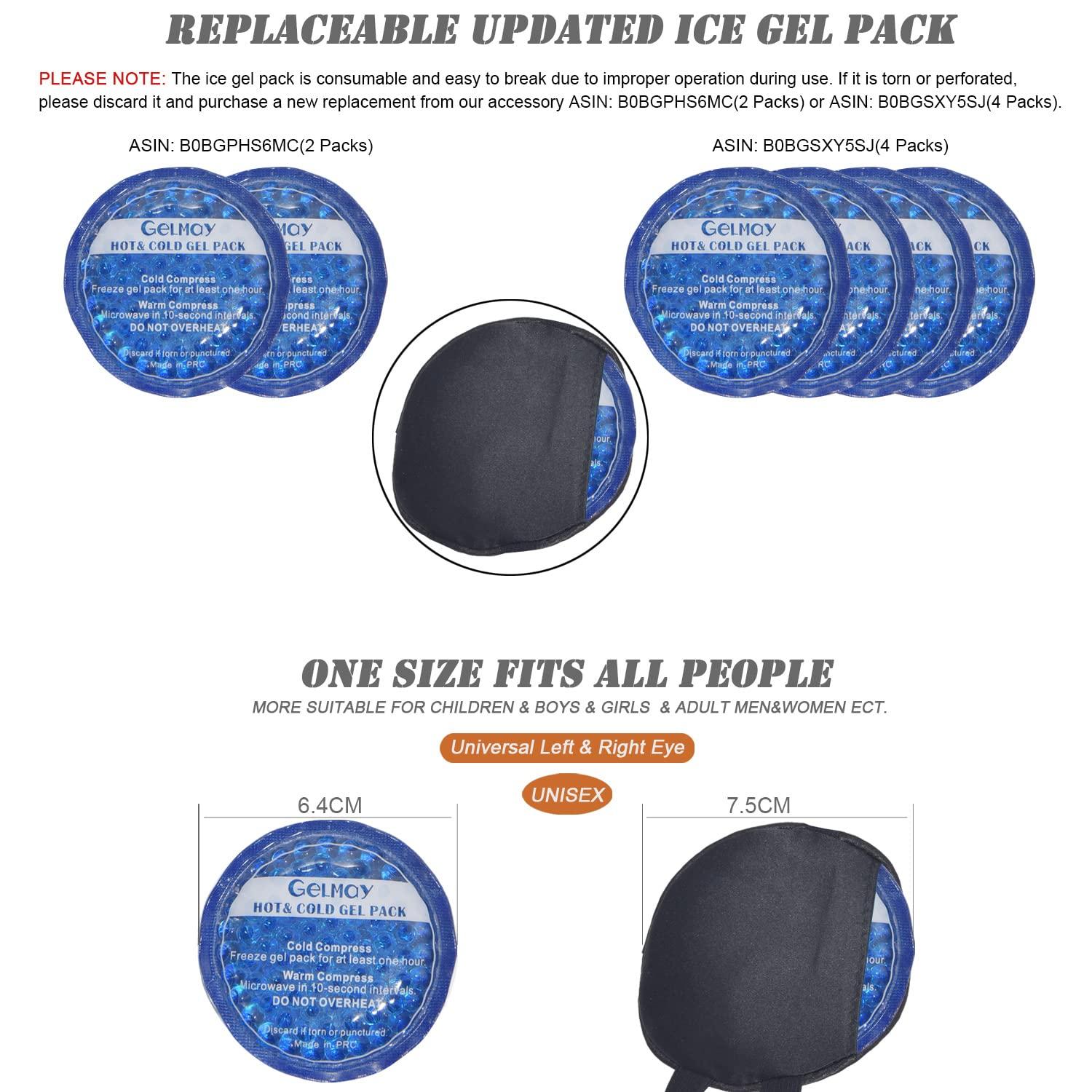 GELMAY Pure Silk Cooling Eye Patches for Puffy Eyes Ice Eye Mask Cover Medical Single Eye Patch Cold Hot Therapy Strabismus Lazy Eye Bags After Surgery Pirate One Eyepatch Adult Kid (2Sets Black New)