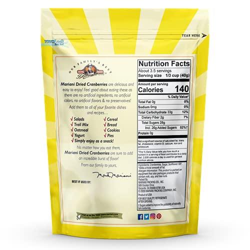 Mariani Premium Mariani Dried Cranberries - Gluten Free, Vegan, No Preservatives - Healthy Snacks for Kids & Adults, 5oz Bag (Pack of 4)