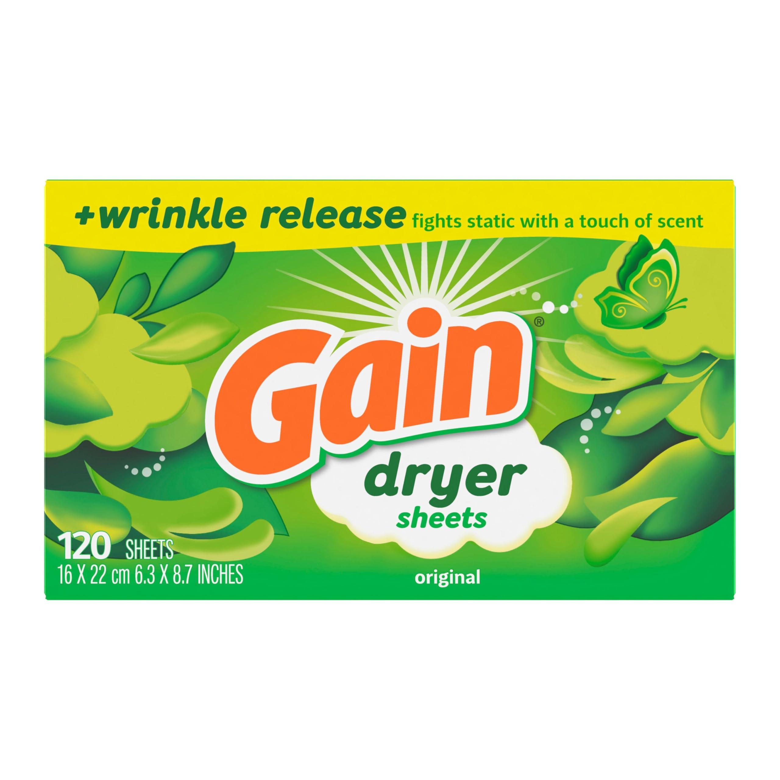 Gain Gain Original Dryer Sheets, 120 Count