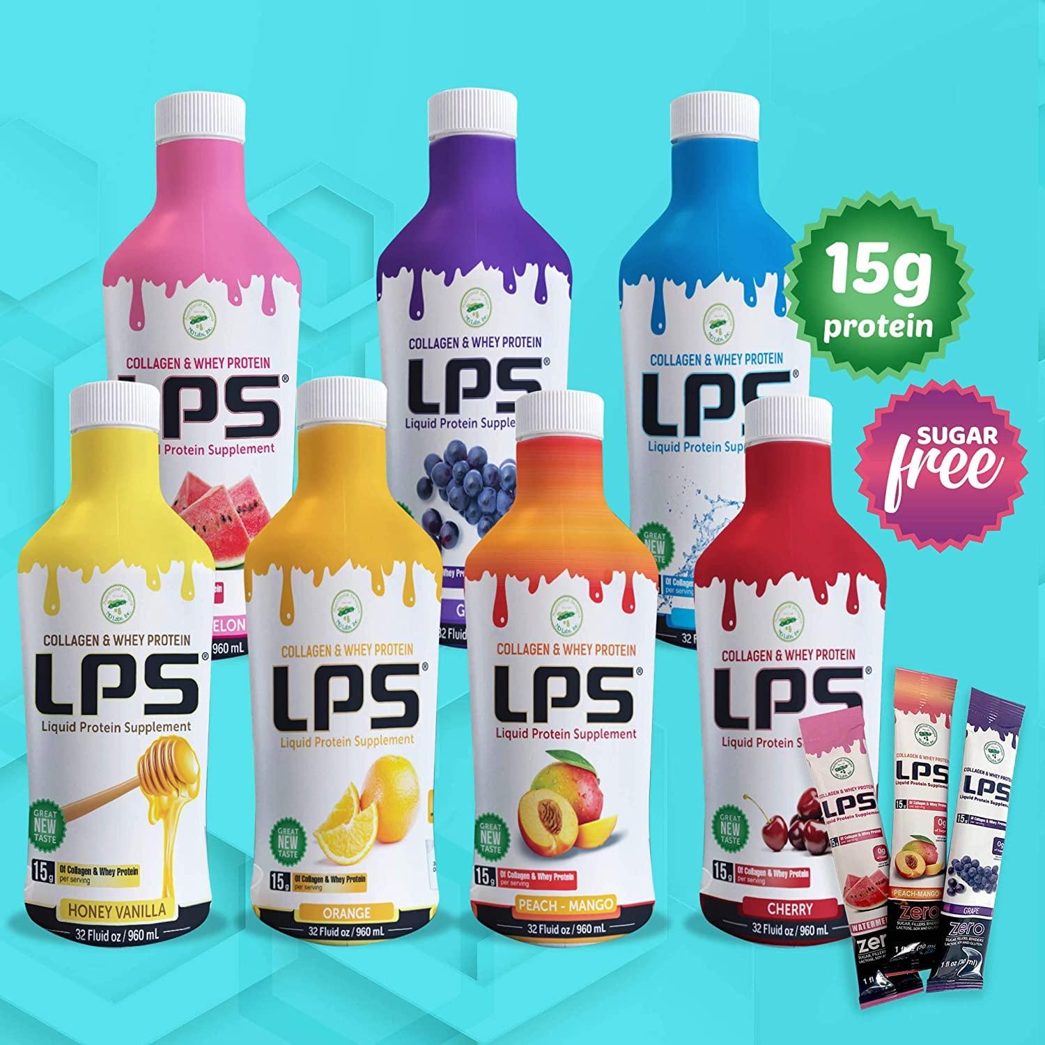 Nutritional Designs Nutritional Designs Sugar-Free Liquid Collagen & Whey Protein Supplement - Non-GMO Drink - Promotes Healthy Skin & Hair for Men & Women (Grape, Standard Care) Pack of 6
