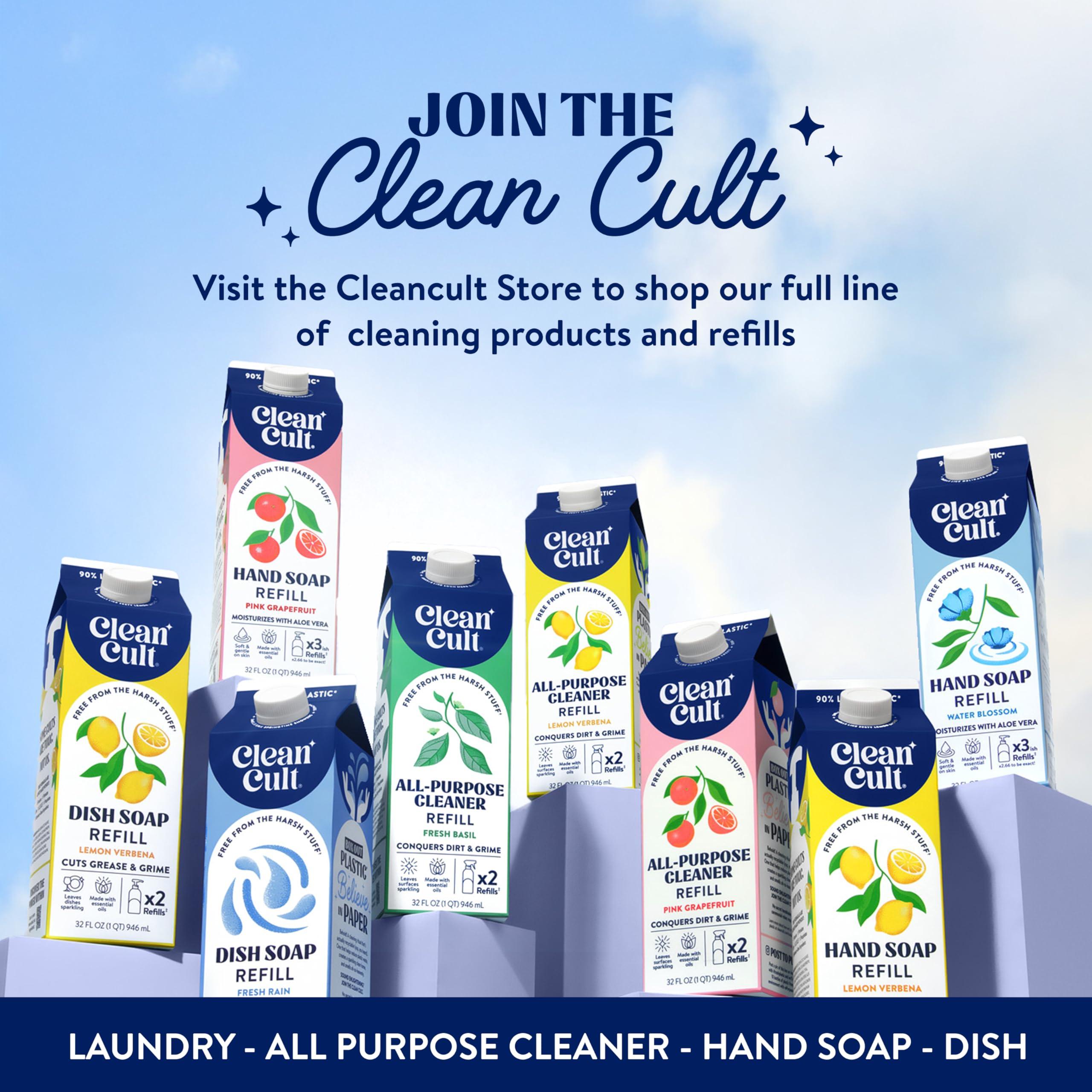 Cleancult Cleancult Dish Soap Liquid Refill (32oz, 1 Pack) - Plant Based Cleaning Power - Dish Soap that Cuts Grease & Grime - Free of Harsh Chemicals - Uses 90% Less Plastic - Lemon Verbena