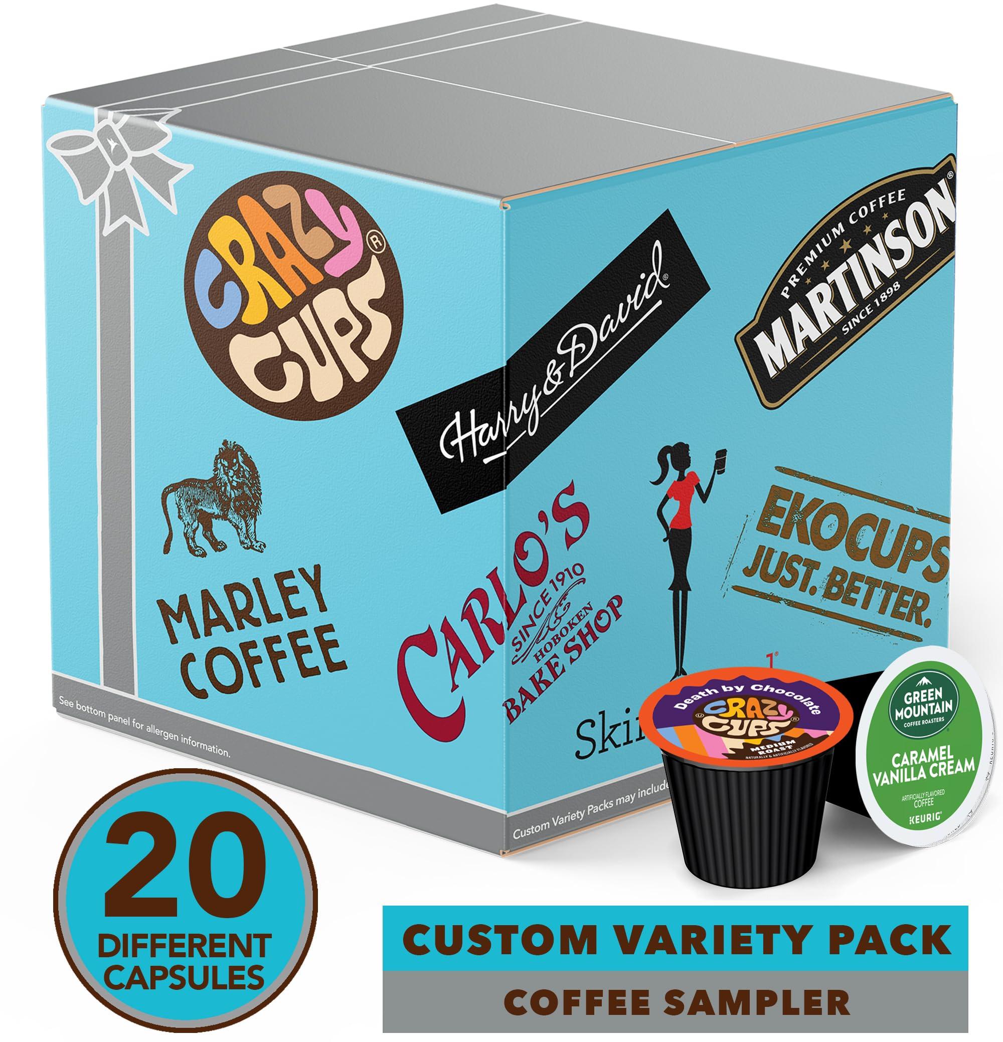 Crazy Cups Custom Variety Pack Coffee Sampler for Keurig K-Cup Brewers, 20 Count