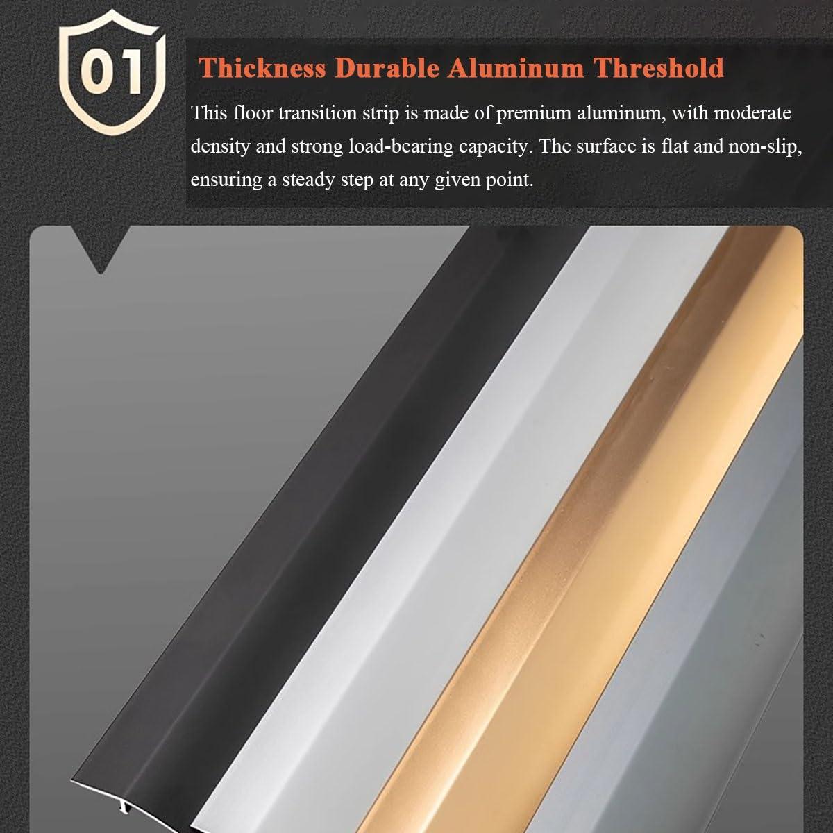 BYZOMU Doorway Floor Transition Strip Metal, Black Gold Gray Silver 1.5-2cm Height Threshold Ramp for Entryway, Edge Trim Laminate Flooring to The Carpet, Bedroom Livingroom Office Kitchen Reducer (Color :