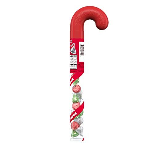 HERSHEY\'S HERSHEY\'S KISSES Milk Chocolate, Christmas Candy Plastic Cane, 2.24 oz