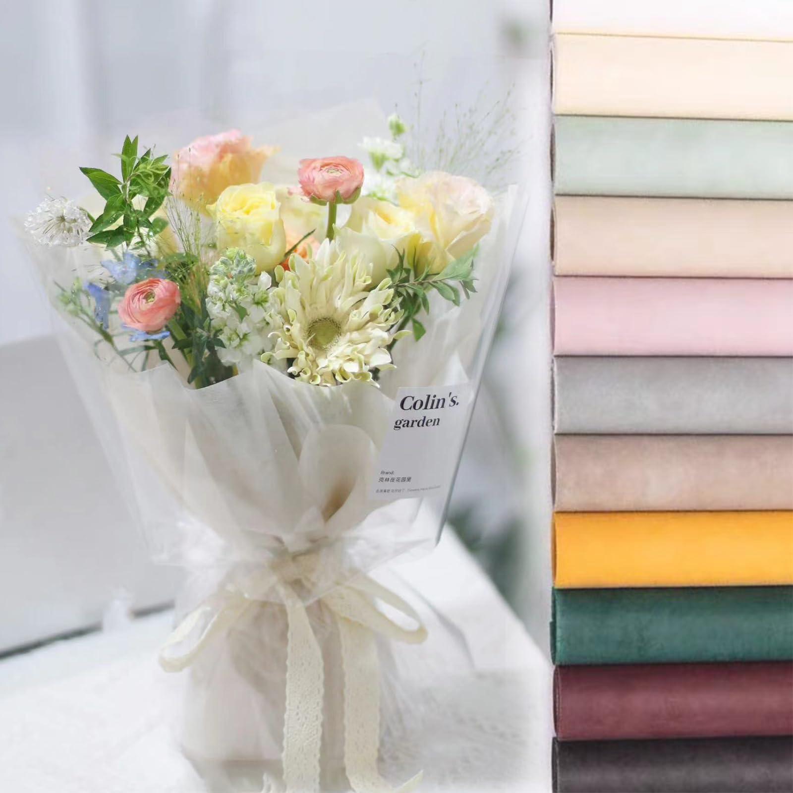 LLBWKC LLBWKC 20 Sheets Flower Wrapping Paper, Korean Cotton Wrapping Flower Paper, Non-Woven Floral Wrapping Paper, Waterproof Flower Bouquet Wrapping Paper for Florist Supplies, Gift Packaging 23x23 in