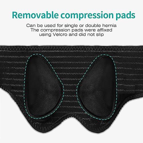 lefeke lefeke Hernia Belts for Men Inguinal, Hernia Support Brace for Groin Pain Relief, Hernia Truss for Bilateral Hernia, Adjustable Waist Guard Left or Right Side (S with 4 Compression Pads)