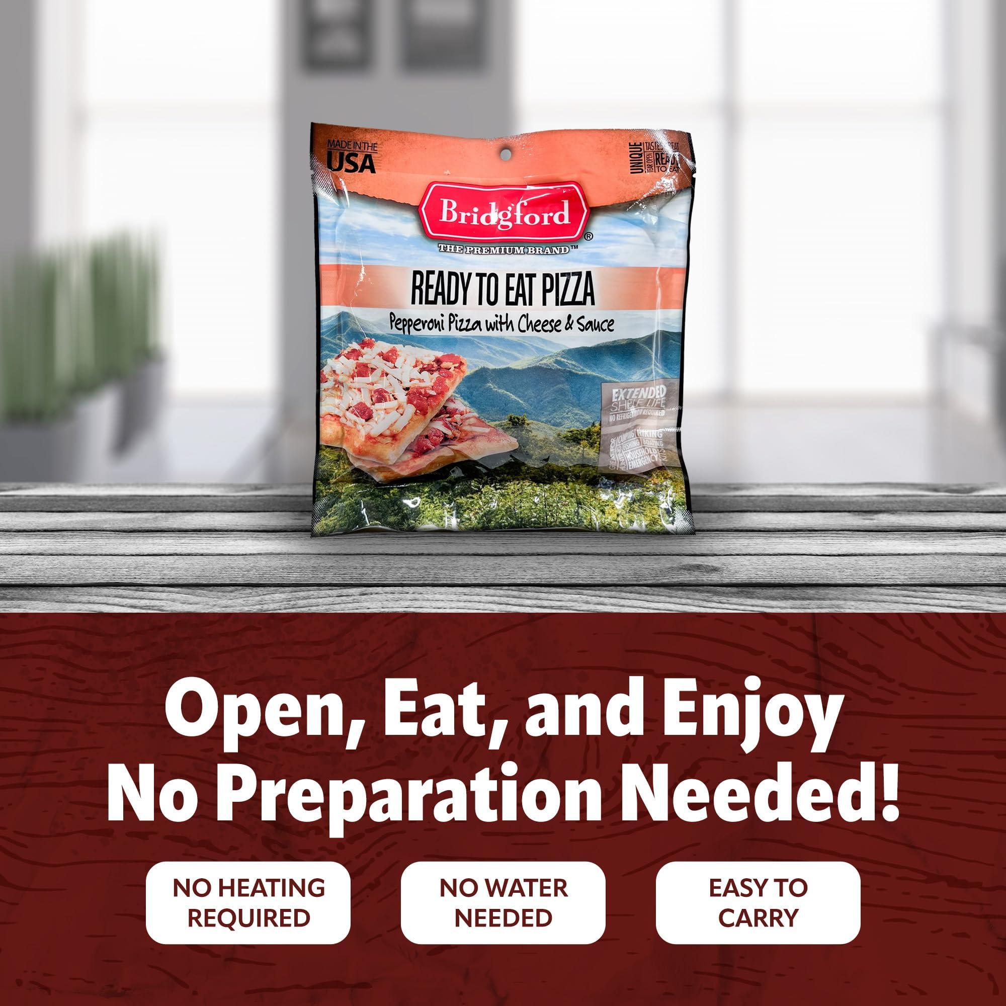 Bridgeford Bridgford MRE Pepperoni Pizza Slice With Cheese MRE Survival Food - 3 Pack - No Refrigeration Needed and Long Shelf Life MRE Meals - High-Protein Military MRE for Emergency Preparedness