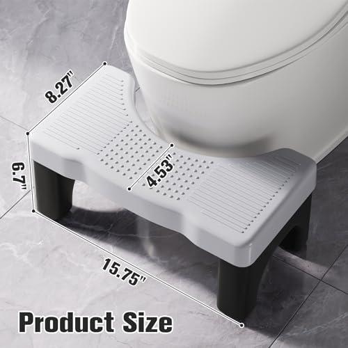 Kzeirm Kzeirm Squatting Toilet Stool for Adults, 7 Inch Height Bathroom Poop Step Potty Stool, Non-Slip Plastic Toilet Assistance Step Stool Squat Adult, Healthy Gift for Kids Seniors, Blue with Black Frame