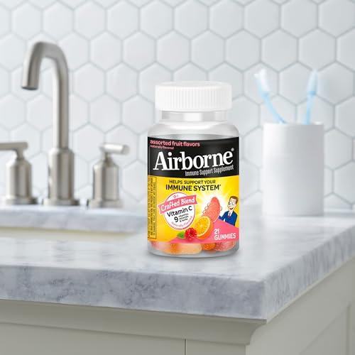 Airborne Airborne 750mg Vitamin C Gummies For Adults, Immune Support Supplement with Powerful Antioxidants Vitamins A C & E - 21 Gummies, Assorted Fruit Flavor