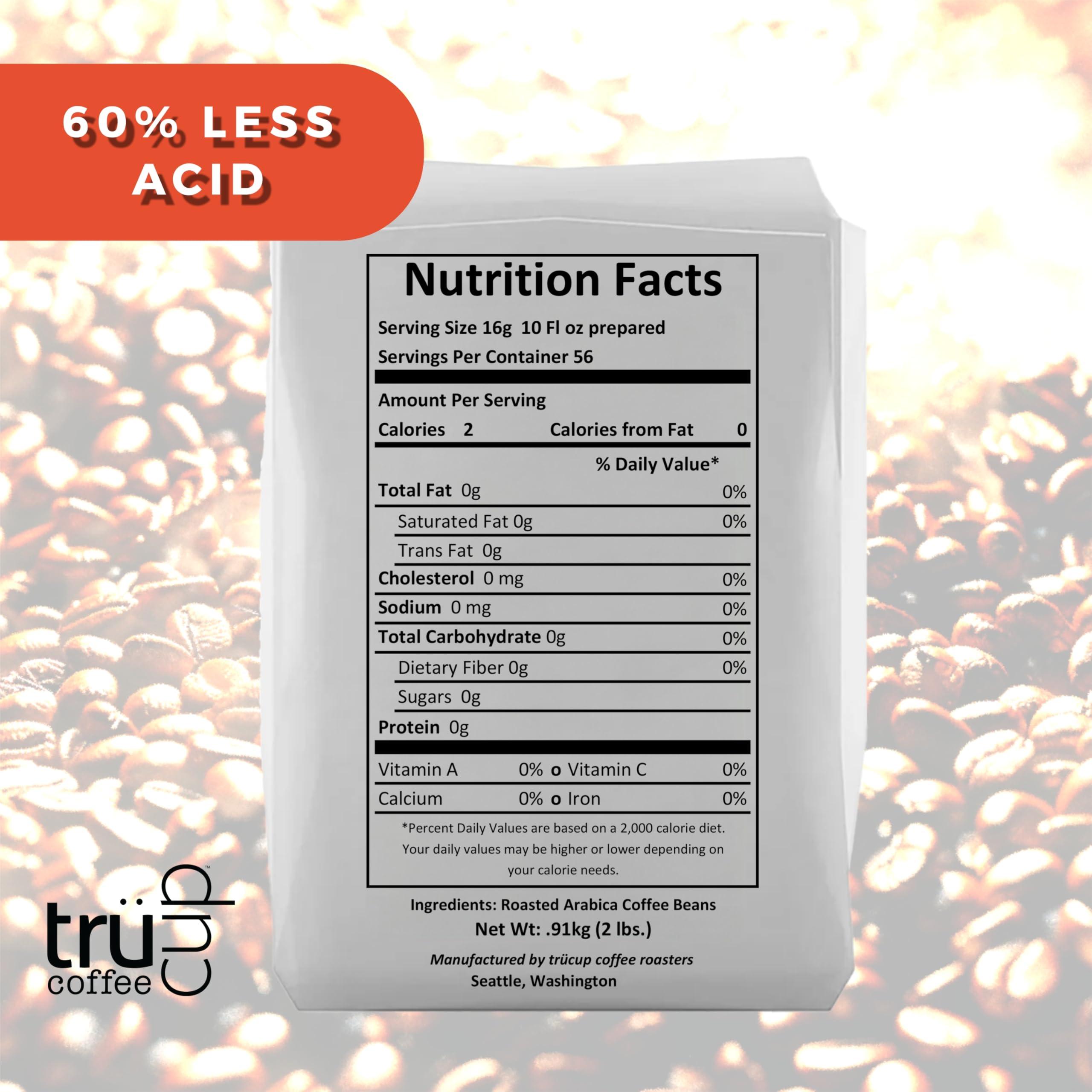 TRUCUP trcup Low Acid Medium Roast Coffee, Whole Bean 2 LB