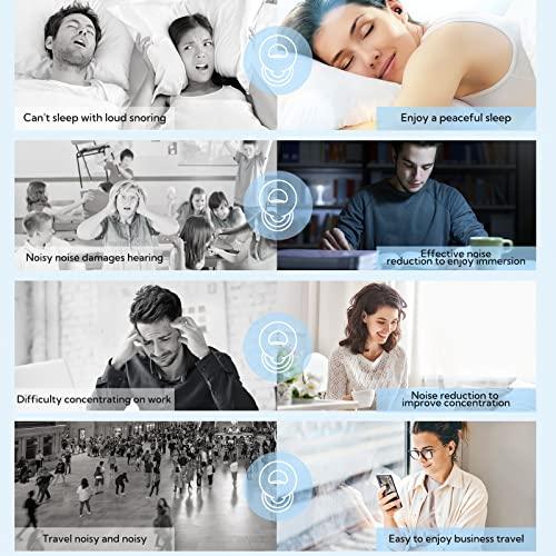 DPZZ Noise Canceling Earplugs for Sleep and Concentration New Flexible Earplugs for Better Attenuation 2 Pair Reusable Deal for Side Sleepers &Noise Sensitive Person 27dB Noise CancellationBlack