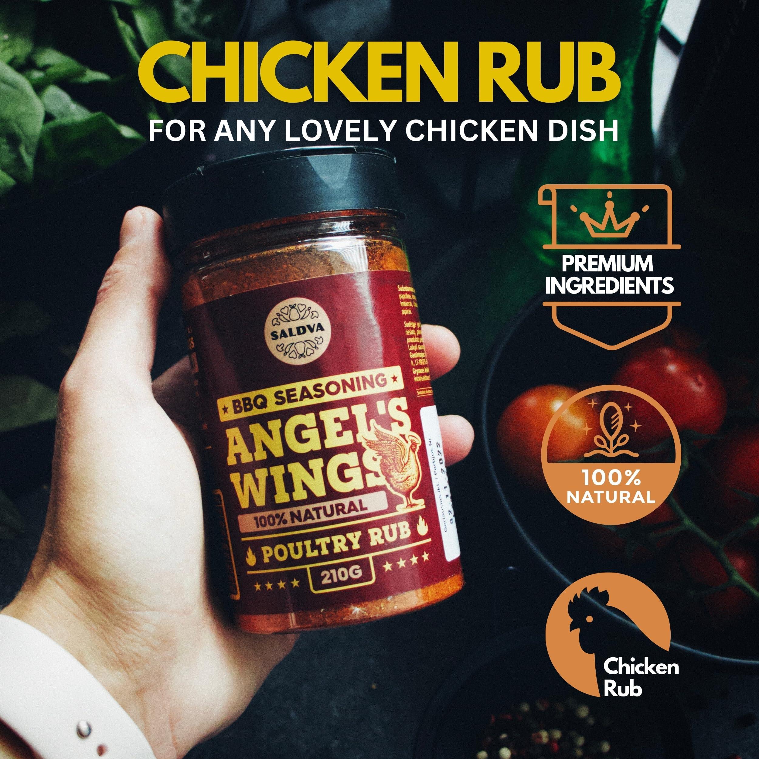 SALDVA Classic Selection of 3 Premium BBQ Rubs - Angel\'s Wings + Smoky Pig + Ultimate Rub - 100% Natural, Large Jars