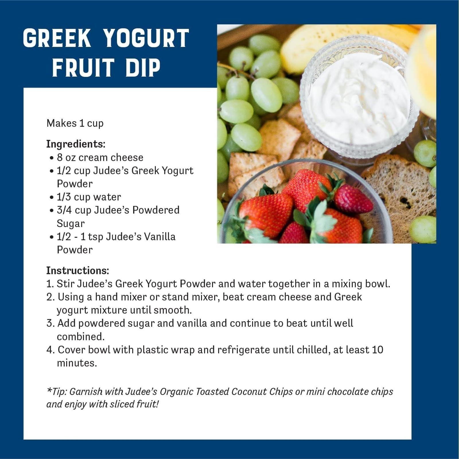 Judee's Gluten Free Judees Greek Yogurt Powder 11.25 oz - Gluten-Free and Nut-Free - Add to Salad Dressings and Dips - Use in Baking or Make Frozen Yogurt Treats - Great for Smoothies, Popsicles, and Ice Cream
