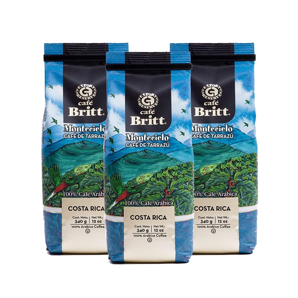 Cafe Britt Café Britt® - Costa Rican Montecielo, Coffee From Tarrazu (12 oz.) (3-Pack) - Ground, Arabica Coffee, Kosher, Gluten Free, 100% Gourmet & Medium Dark Roast