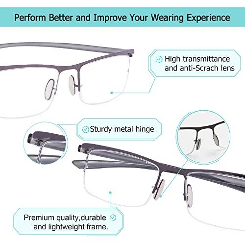 LUR LUR Half Rim Reading Glasses for Men 3 pack Half-Rim Readers (Black)
