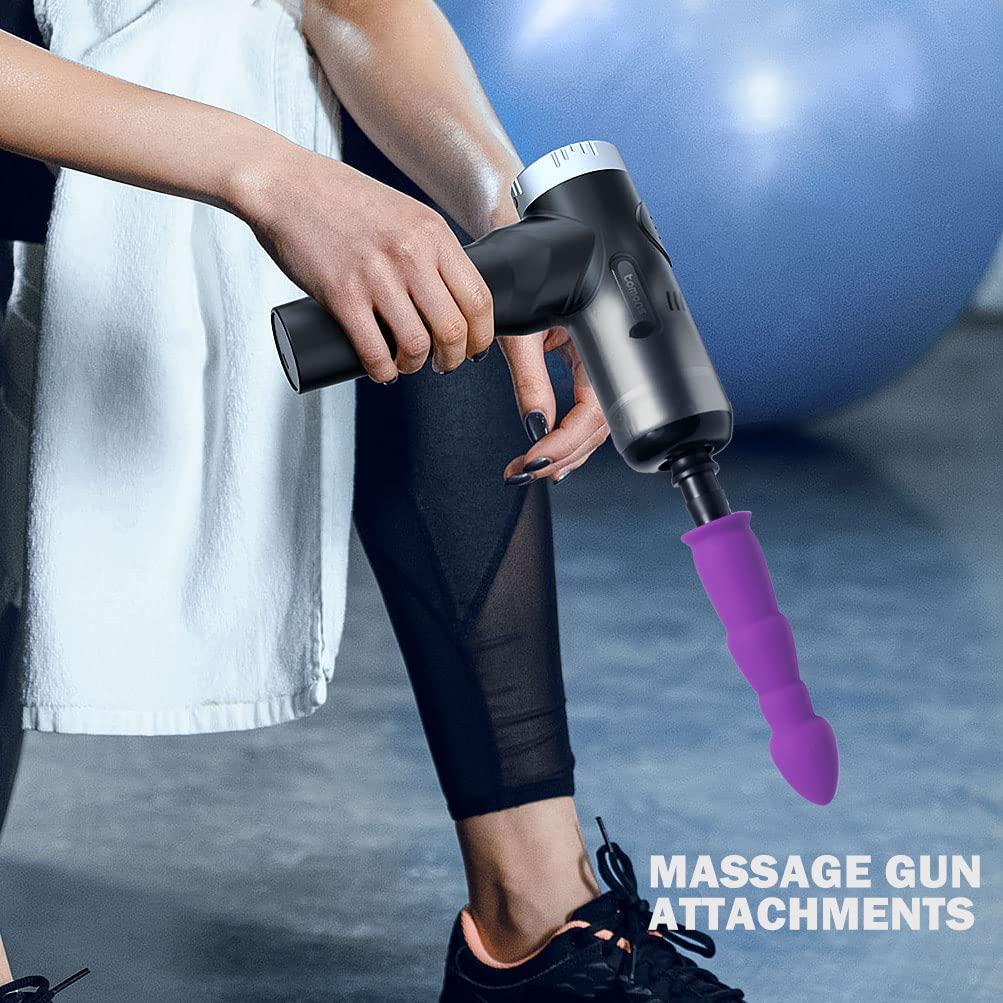 MONIAN Massage Gun Attachment, Deep Tissue Massager Gun Head for Back Neck Muscle Relieve, Upgraded Design, Portable & Ultra Small, Gift for Men Women, Luck Purple