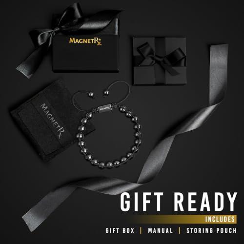 MagnetRX MagnetRX® Magnetic Hematite Bracelet – MAX Strength Magnetic Stones – Beaded Magnetic Bracelets for Men and Women (Bali 8mm Bead)