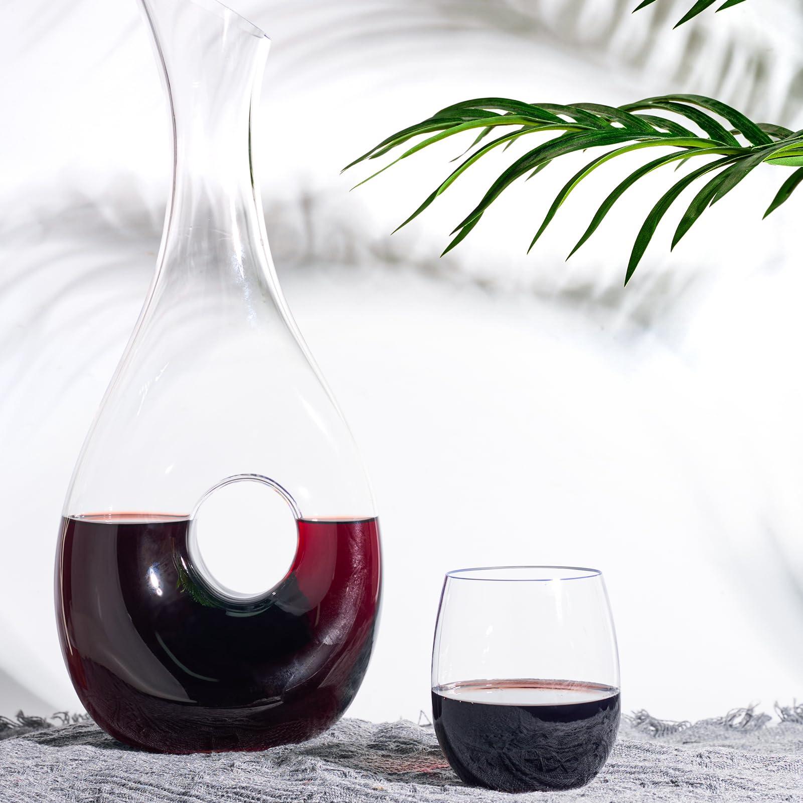 FOCUSLINE FOCUSLINE 32 Pack Plastic Wine Glasses Stemless, 12 Oz Crystal Clear Disposable Wine Cups, Reusable Plastic Wine Glasses for Parties Weddings, Shatterproof Recyclable and BPA-Free