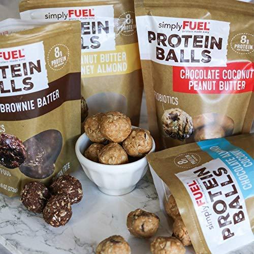 simplyFUEL simplyFUEL Whole Food Protein Balls with Probiotics - Chocolate Coconut Peanut Butter Snacks - 8g Protein Snack - Gluten Free Energy Balls (1 Pack of 12 Balls)