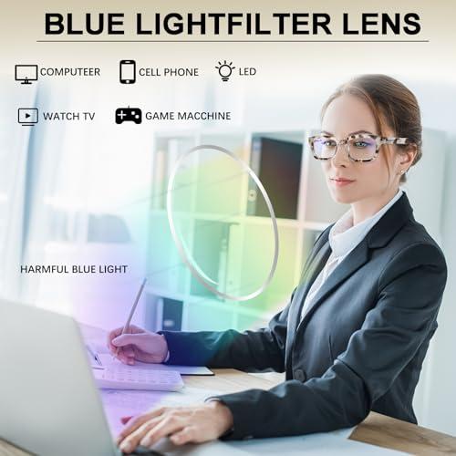 ZONLON ZONLON 4 Pack Progressive Multifocus Reading Glasses for Women Oprah Style Blue Light Blocking Computer Readers (4 Mix C1, 1.5)