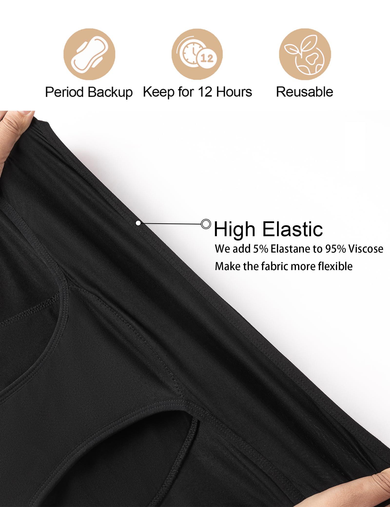 ECO PERIOD EcoPeriod Period Underwear for Women Heavy Flow Leakproof Menstrual Incontinence Underwear Period Panties for Teens(3 Pack Black,2XL), XX-Large