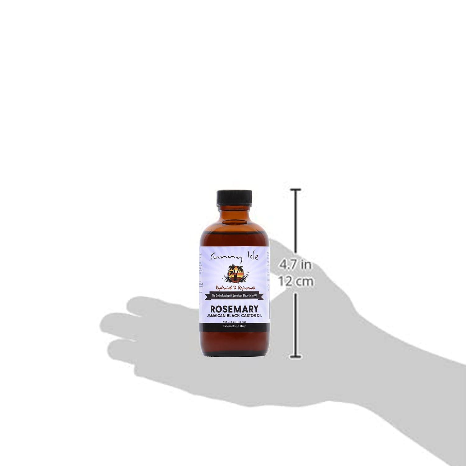 Sunny Isle Sunny Isle Rosemary Jamaican Black Castor Oil 4oz | Hair Growth Treatment | For Scalp & Acne-Prone Skin | Hot Oil Application