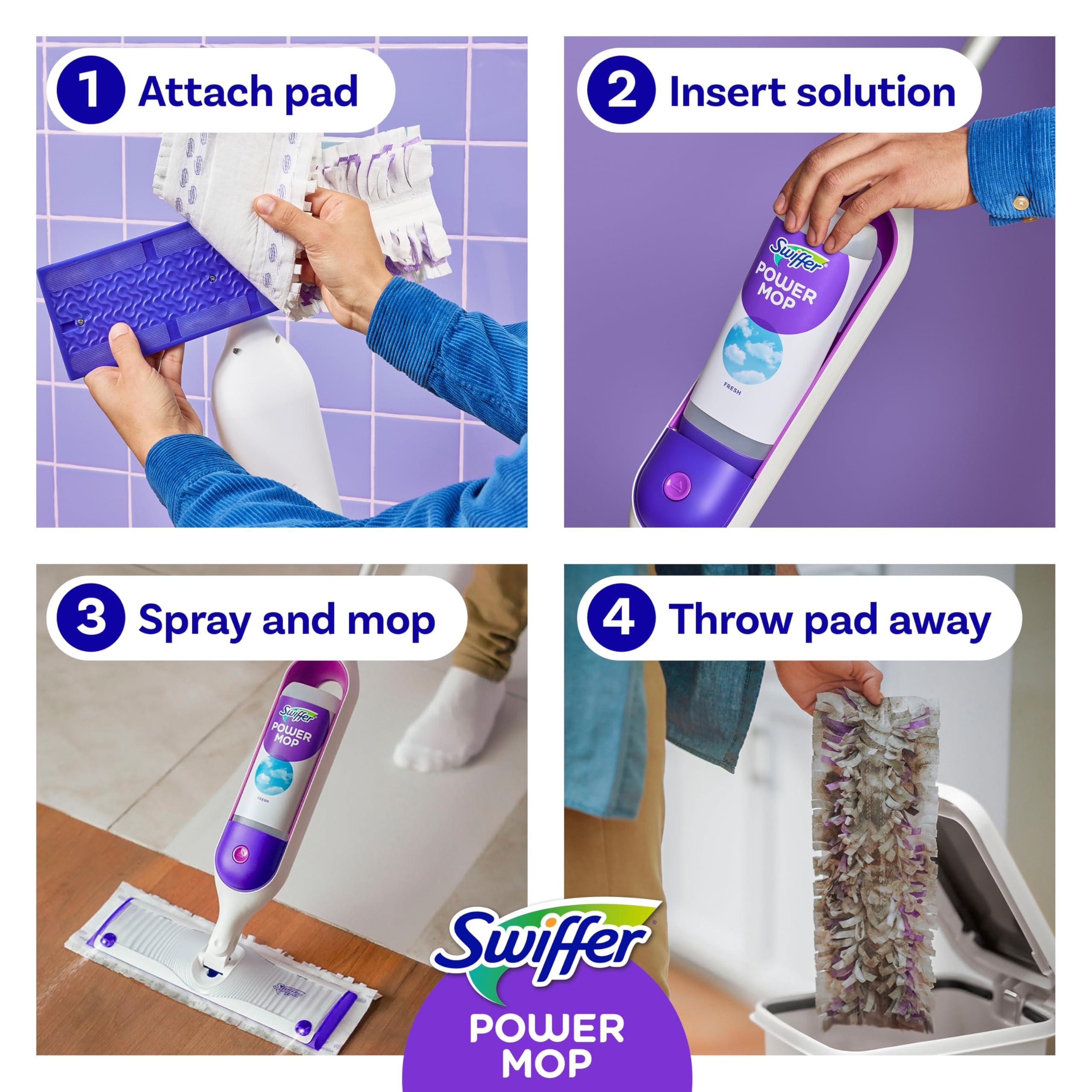 Swiffer Swiffer PowerMop Multi-Surface Mop Kit for Floor Cleaning, Includes PowerMop, 2 Mopping Pad Refills, 1 Cleaning Solution with Fresh Scent and 2 Batteries