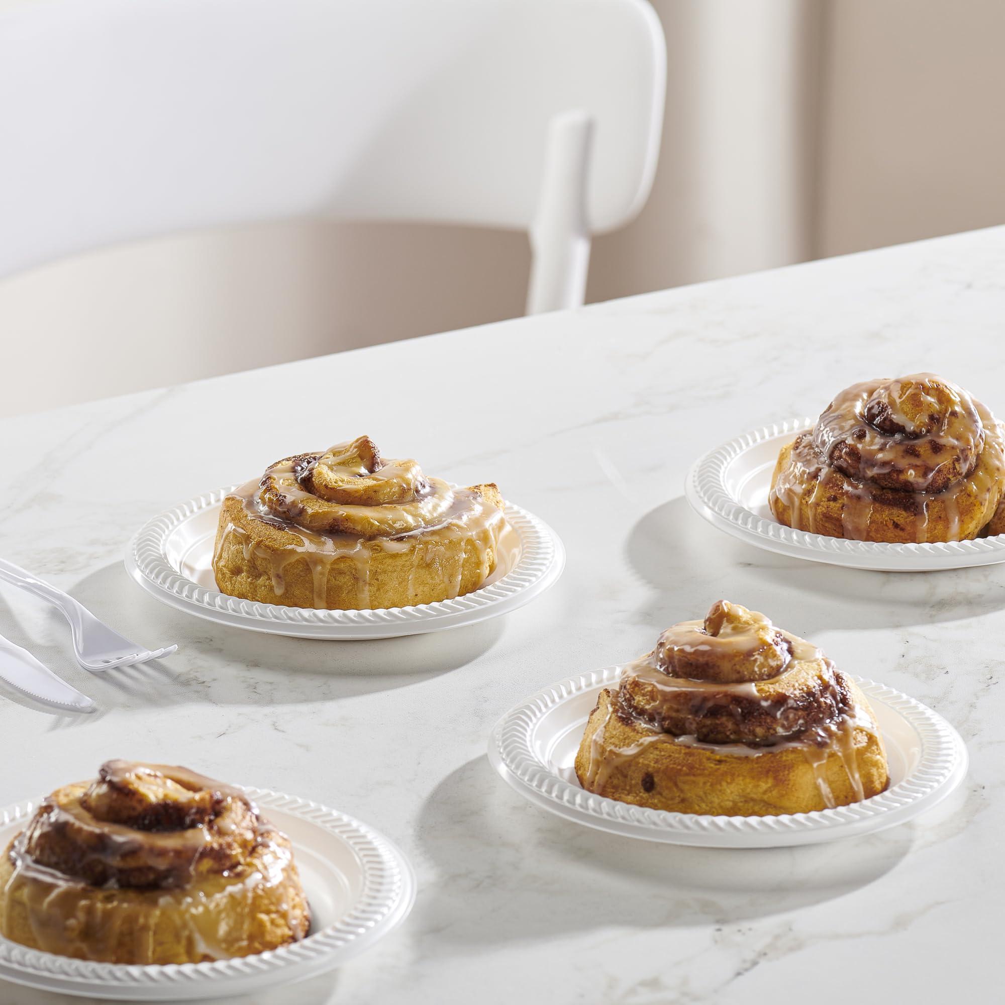 PLASTICPRO PLASTICPRO 100 PCS White Plastic Round Plastic 6 Inch Plates Premium Quality Light Weight Disposable Plastic Dishes Dessert Plates for Parties Weddings