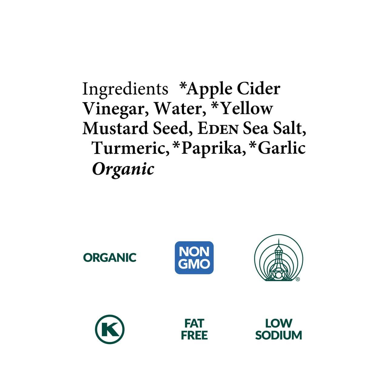 Eden Eden Organic Yellow Mustard, 9 oz Glass Jar, Stone Ground, with Apple Cider Vinegar